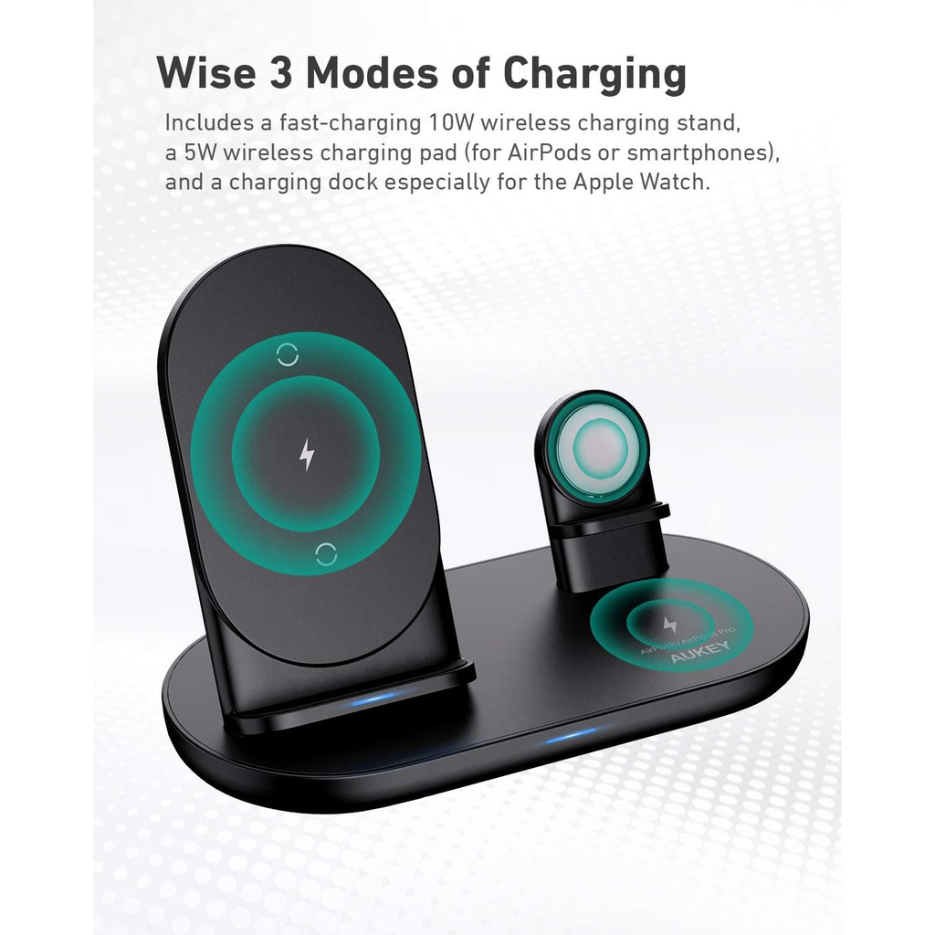AUKEY LC-A3 แท่นชาร์จไร้สายสำหรับไอโฟน 20W Wireless Charged Station Stand