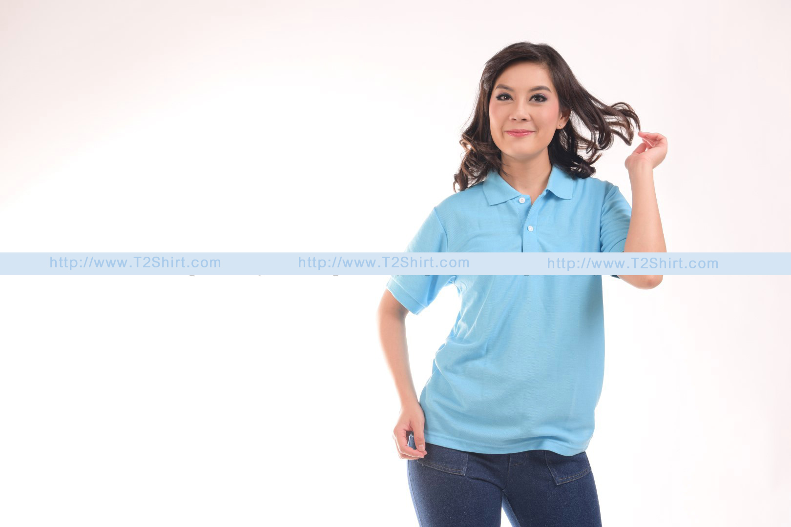 เสื้อโปโล TK แขนสั้น ทรงตรง สีฟ้าอ่อน Size 2XL
