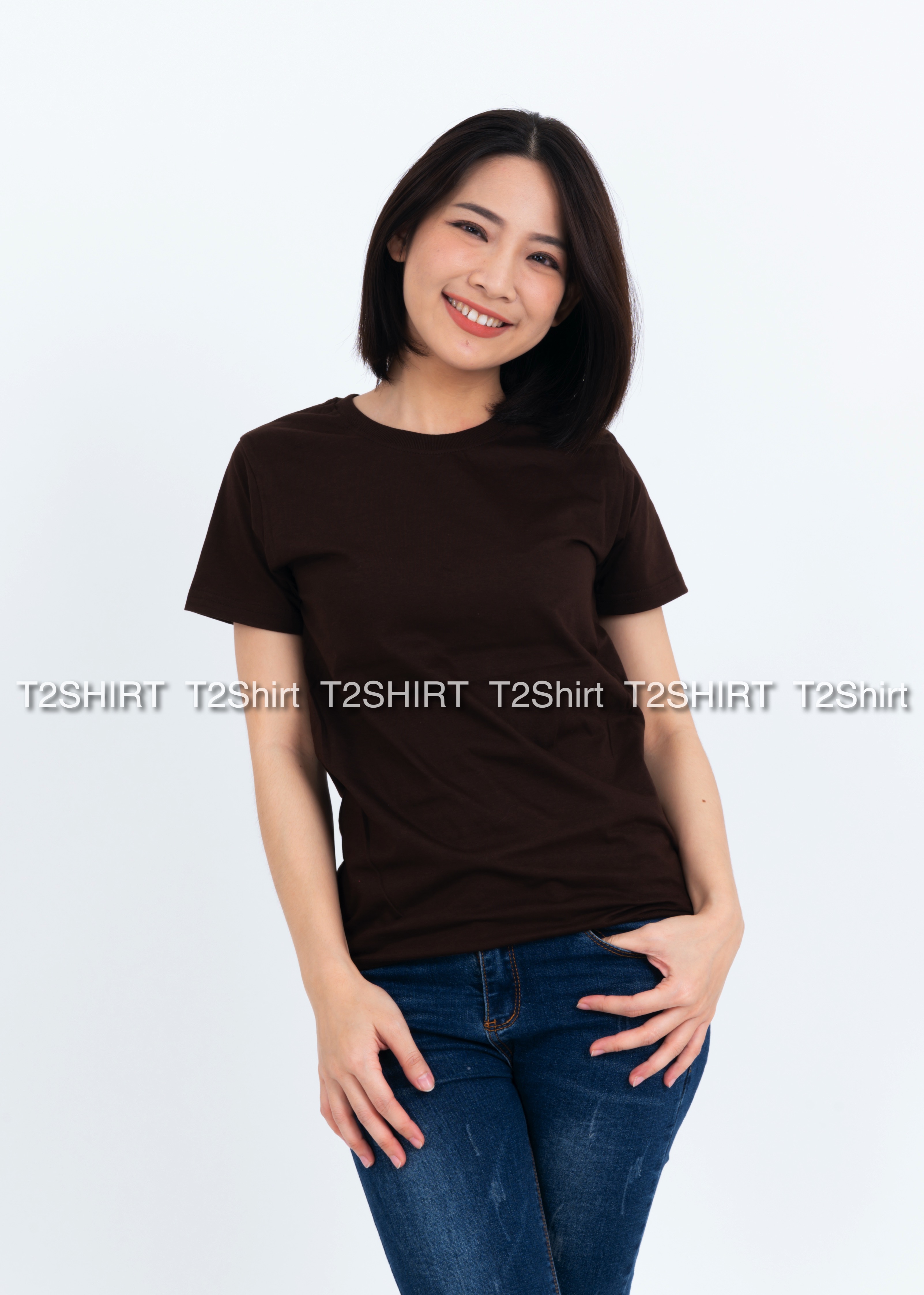 เสื้อยืด คอกลม แขนสั้น สีน้ำตาล Size S