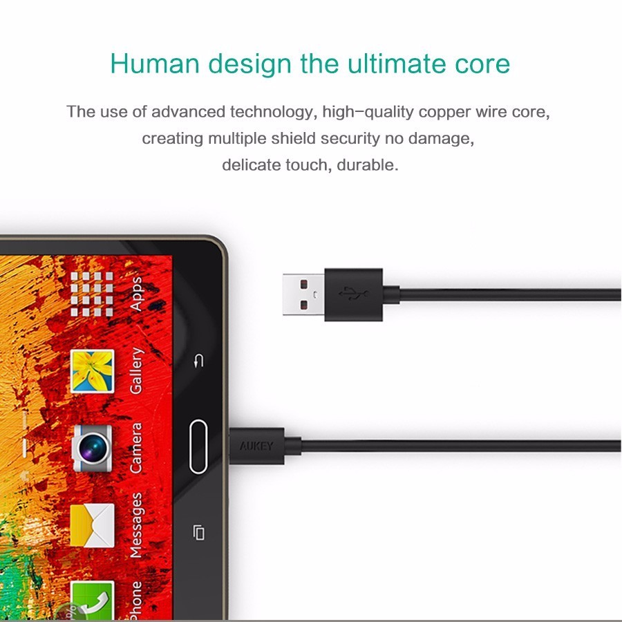 [Pack 5 เส้น] สายชาร์จ/ซิงค์ Aukey Micro USB 2.0 Data Sync Charge Cable (สีดำ) (CB-D5)