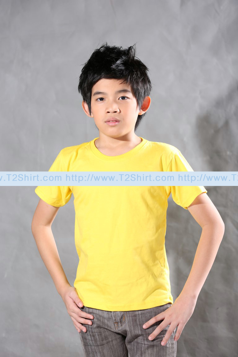 เสื้อยืดเด็ก คอกลม แขนสั้น สีเหลือง Size L