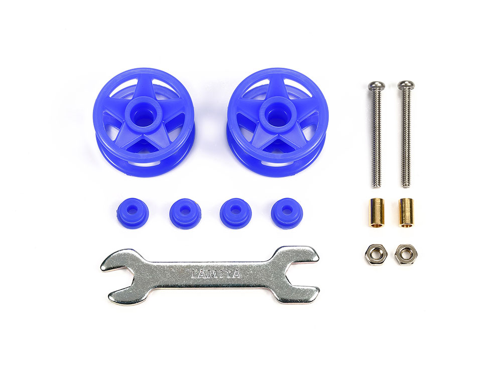 15532 TAMIYA Mini 4WD Low Friction Plastic Double Rollers (Blue/19-19mm)