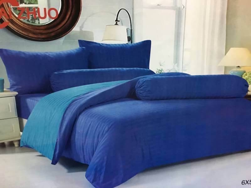 ชุดผ้าปูลายริ้ว ผ้าห่ม 7ฟุต ทูโทน สีสวย เกรดพรีเมี่ยม 4ดาว