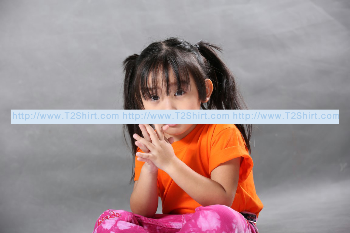 เสื้อยืดเด็ก คอกลม แขนสั้น สีส้ม Size S