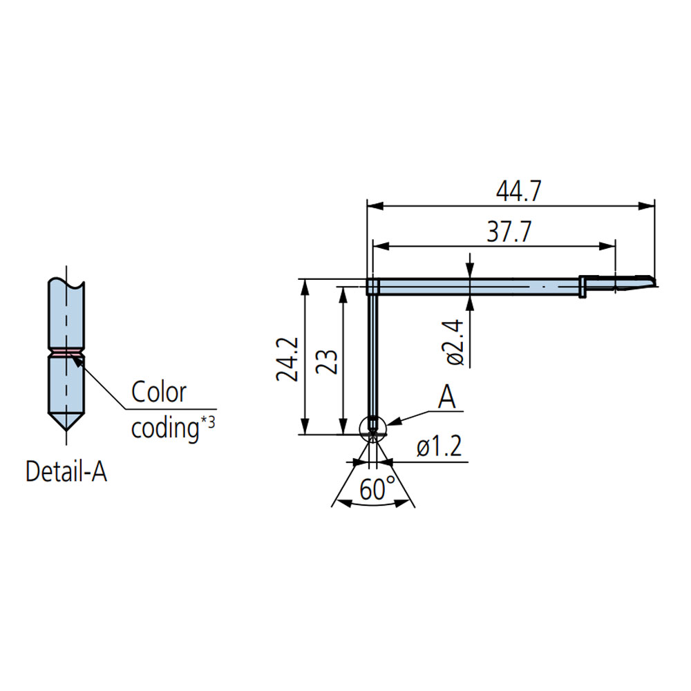 MITUTOYO สไตลัสสำหรับร่องลึก (20 มิล) สำหรับเครื่องวัดความเรียบ SJ-410 - Stylus for deep groove (20 mm) for Surftest SJ-410 Series