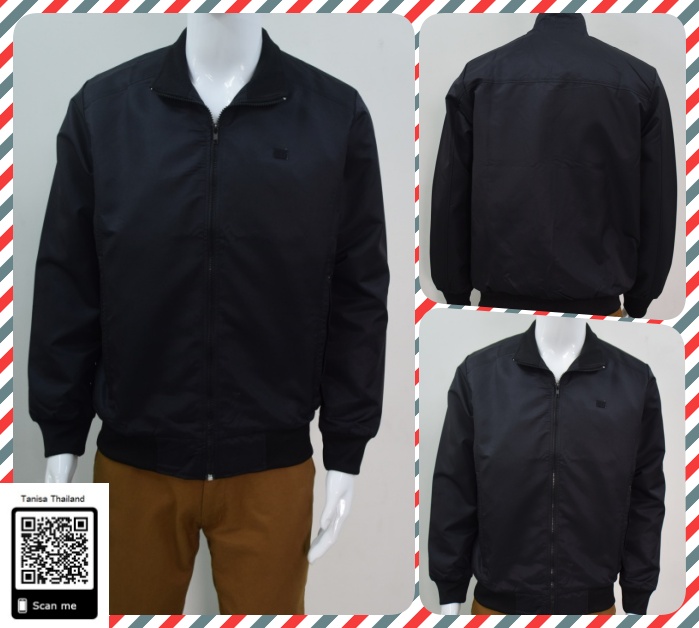 เสื้อแจ็คเก็ตสีดำ คอปก ผ้าไมโครไฟเบอร์ พร้อมส่ง สามารถปักโลโก้ได้ มี XS-5XL