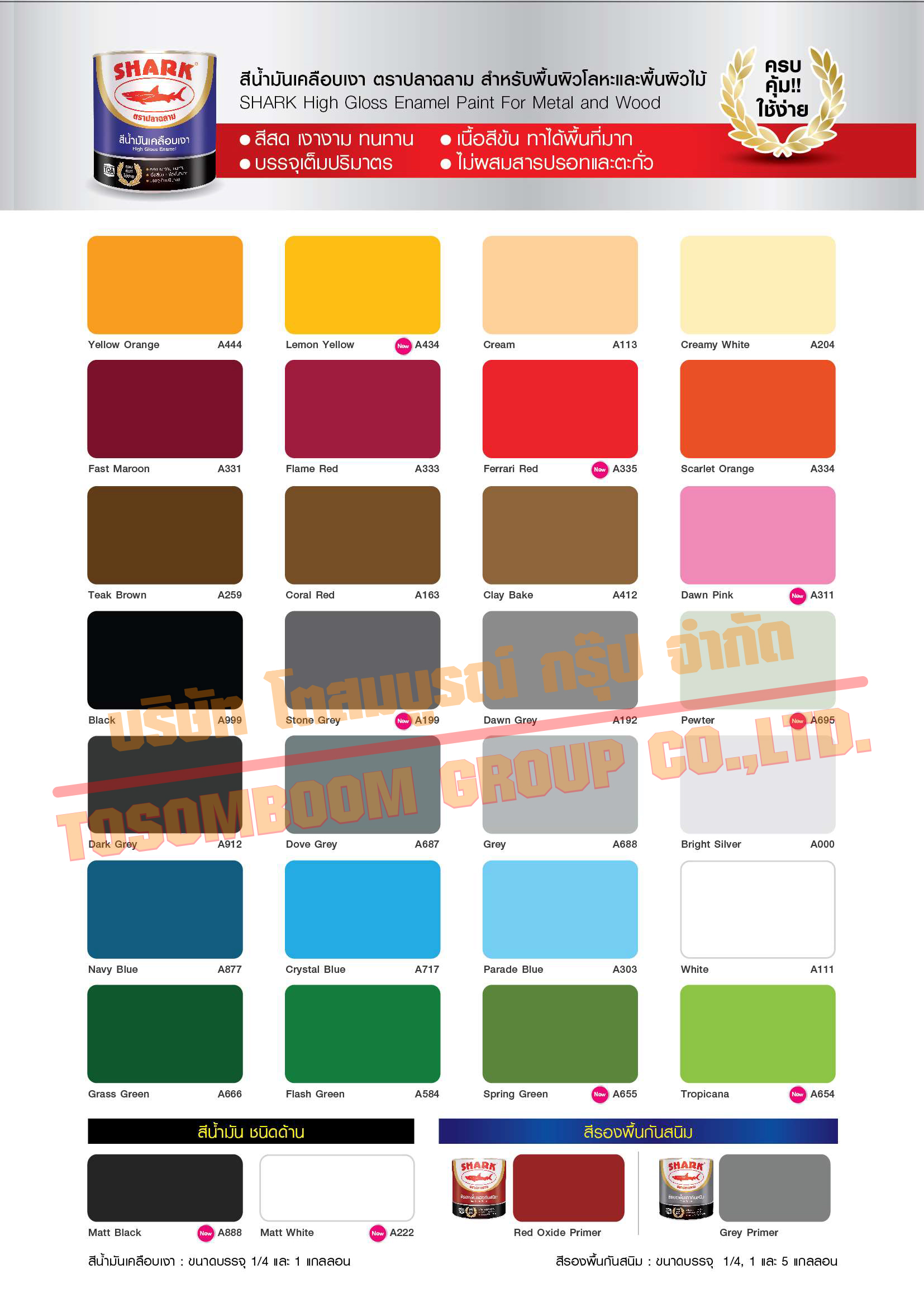 SHARK Matt Interior Emulsion Paint ปลาฉลาม สีน้ำอะคริลิกชนิดด้าน สำหรับภายใน 18 L.