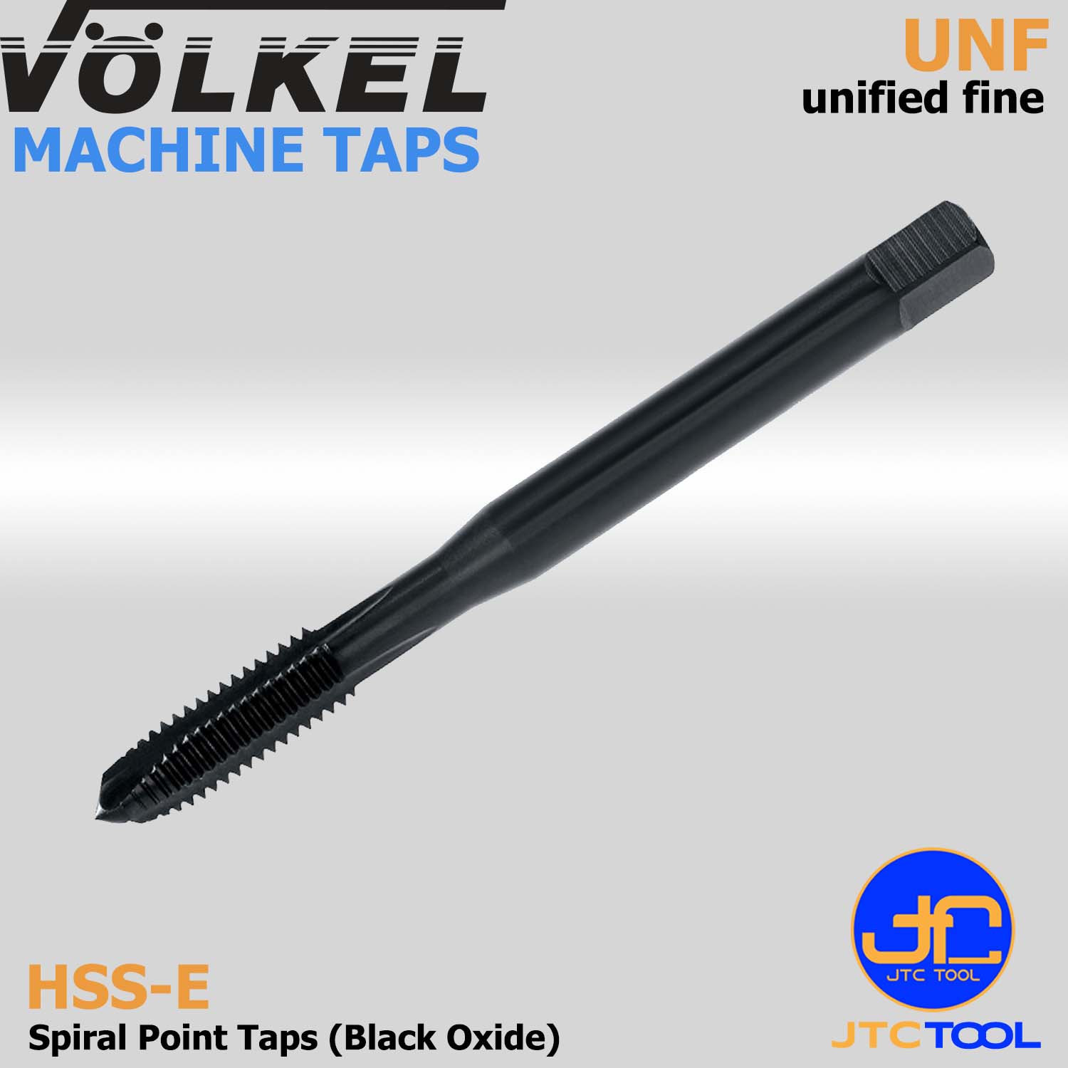 ดอกต๊าปเครื่องร่องตรงไฮสปีดโคบอลสีดำหน่วยนิ้ว(UNF) - HSS-E Machine Taps Spiral Point Black Oxide Unified Fine Thread (UNF) [Brand: Volkel]