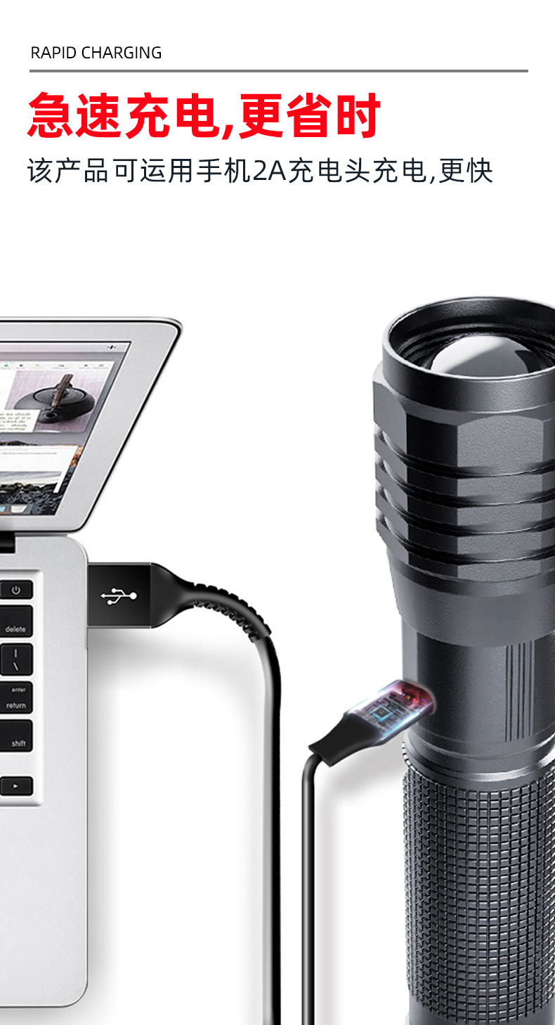 ไฟฉายแรงสูงขนาดกลาง แบบขยายได้ ขนาดกระชับมือ Warsun PF-217 หลอด HP15 LED รวมแบตเตอรี่ 21700 2 ก้อน