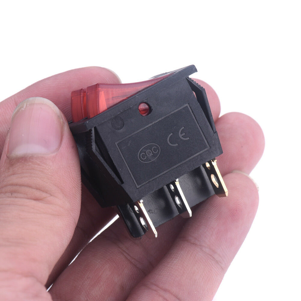 KCD6 Double Rocker Switch 250V 15A 6 Pin with Light Lamp