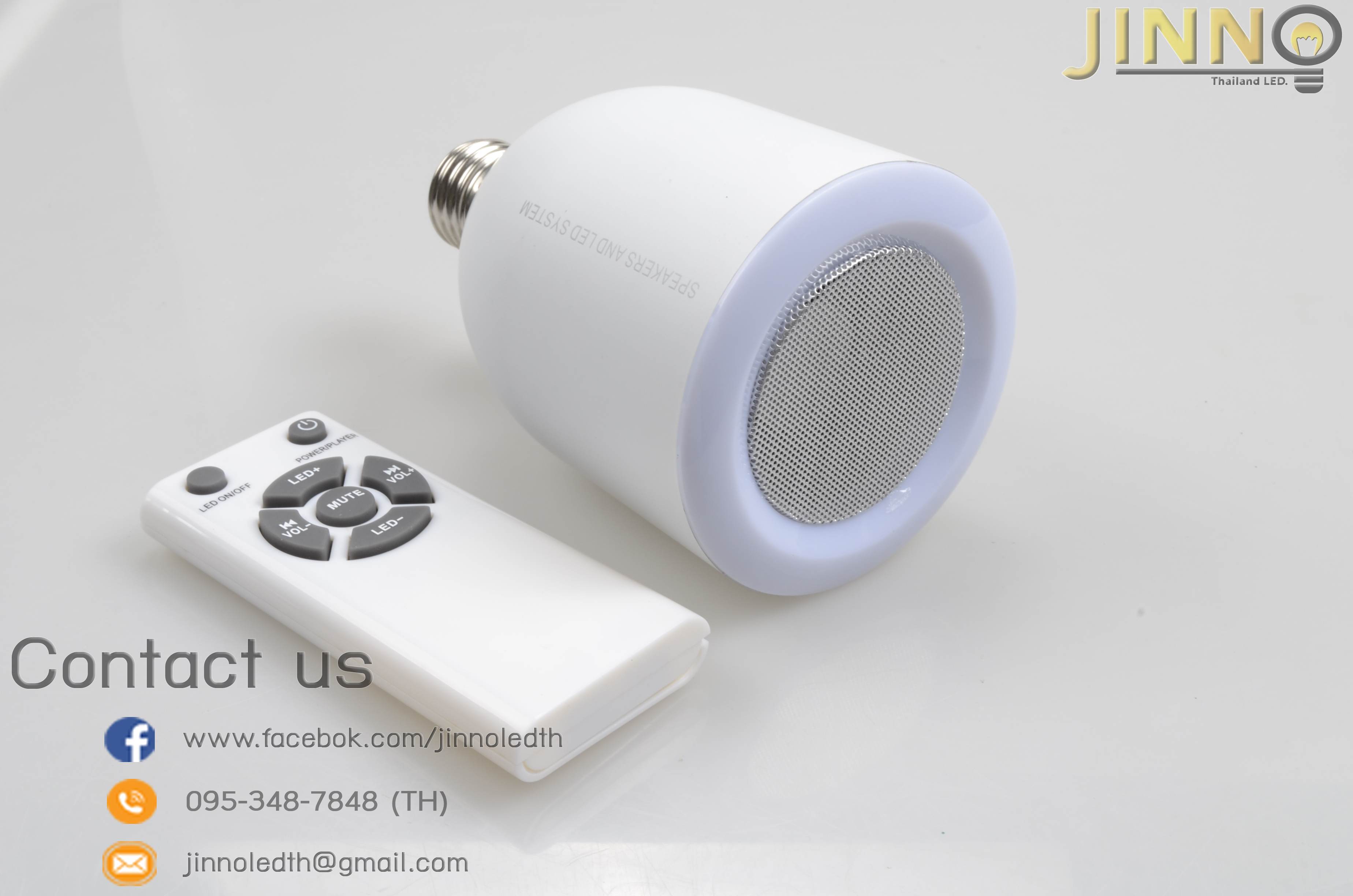 2 in 1 ไฟ LED ลำโพงบลูทูธ Led bluetooth speaker สีขาว Led bluetooth speaker สีขาว/White body/wram white light