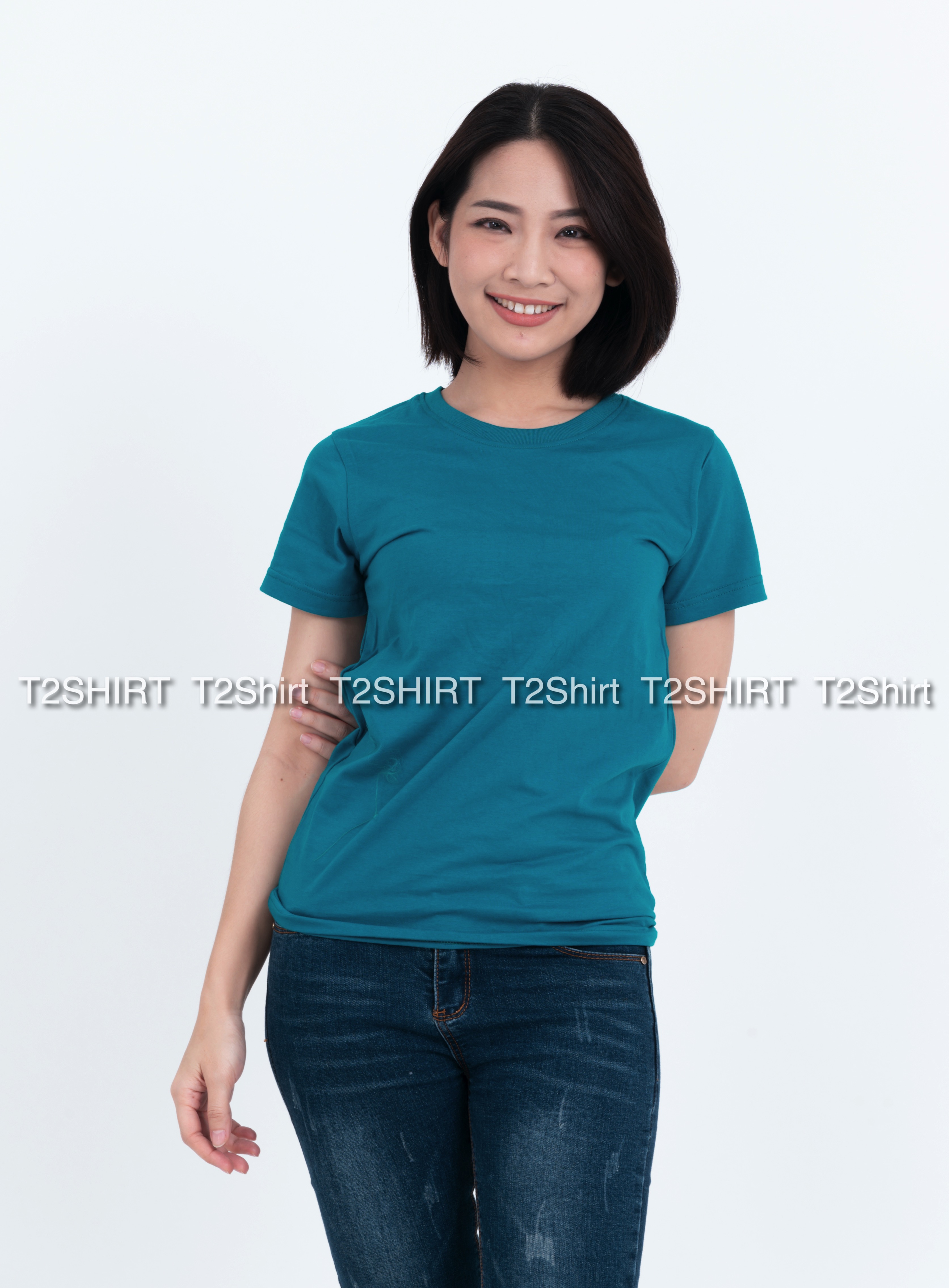 เสื้อยืด คอกลม แขนสั้น สีเขียวหยก Size 4XL