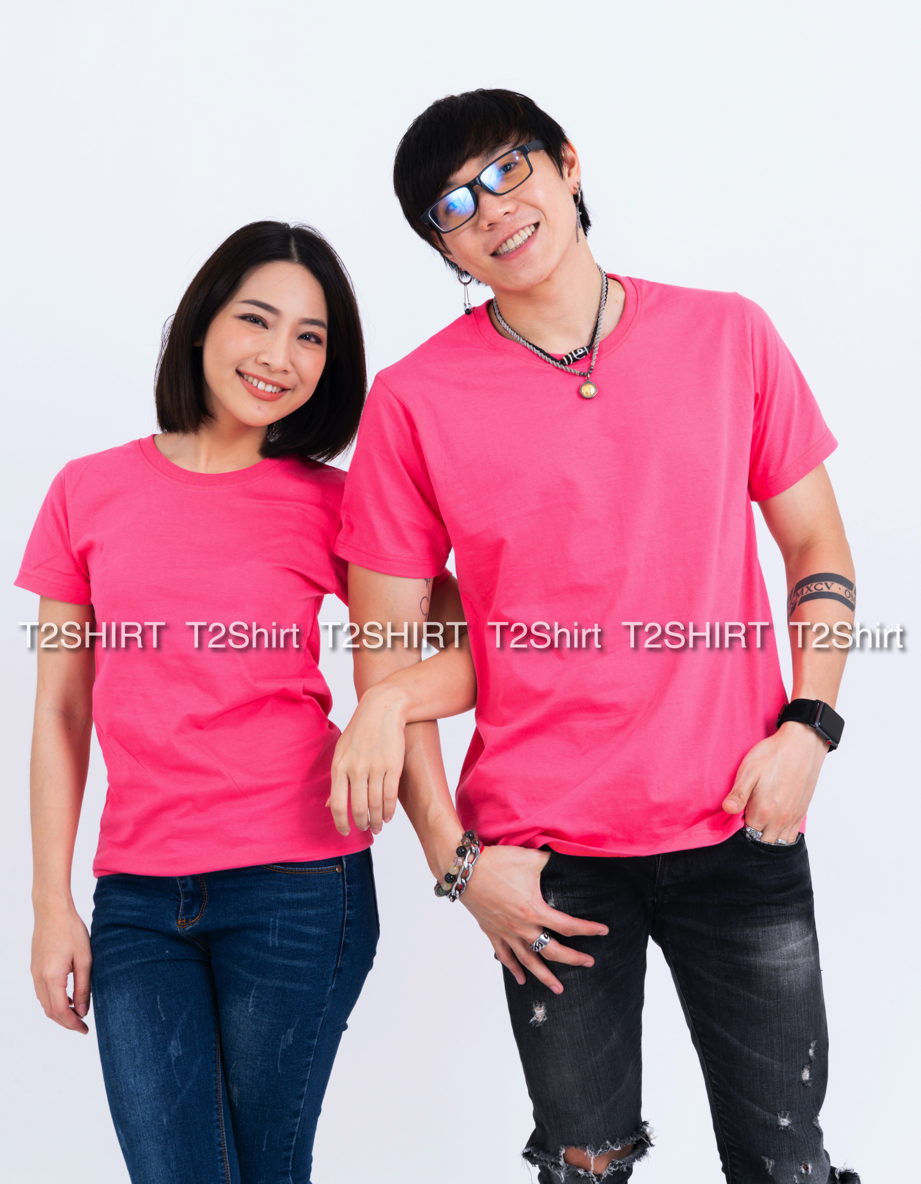 เสื้อยืด คอกลม แขนสั้น สีชมพู Sweety Size 3XL
