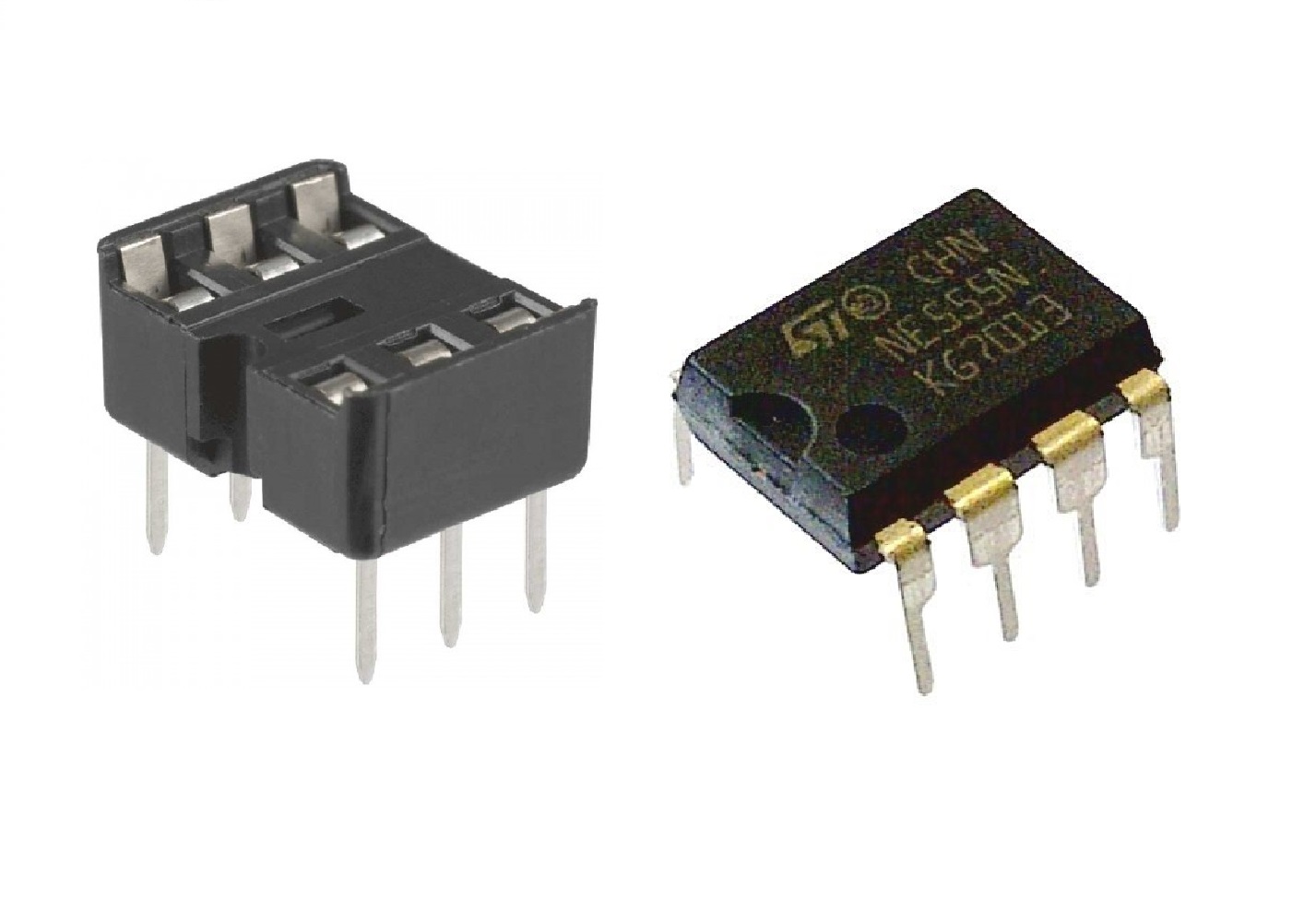 IC Timer 555 with Socket ไอซีเบอร์ 555 พร้อมฐาน