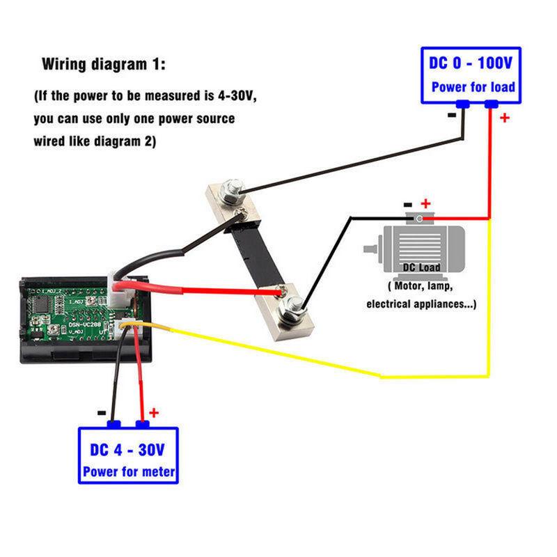 DC0-100V / 50A LED DC Dual Display Digital Voltmeter Ammeter พร้อม Shunt ขนาด 50A