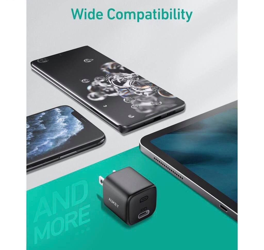 Adapter Aukey PA-B1 หัวชาร์จเร็ว WALL CHARGER USB-C จ่ายไฟสูงสุด 20W ชาร์จแบต iPhone 12