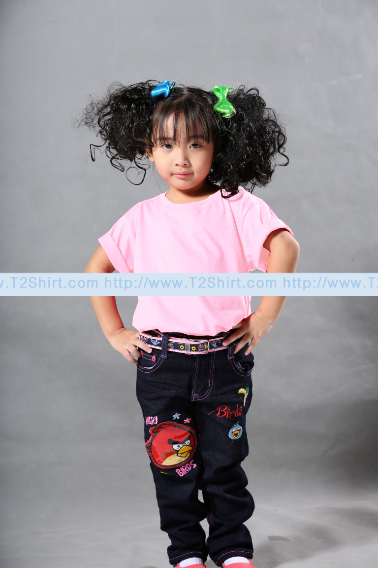 เสื้อยืดเด็ก คอกลม แขนสั้น สีชมพูพาสเทล Size S
