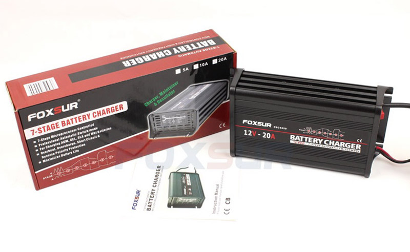 เครื่องชาร์จแบตเตอรี่รถยนต์ ระบบอัตโนมัติคุณภาพสูง ขนาด 12 Volt 20 A Foxsur ( FBC1220) 7 Stage