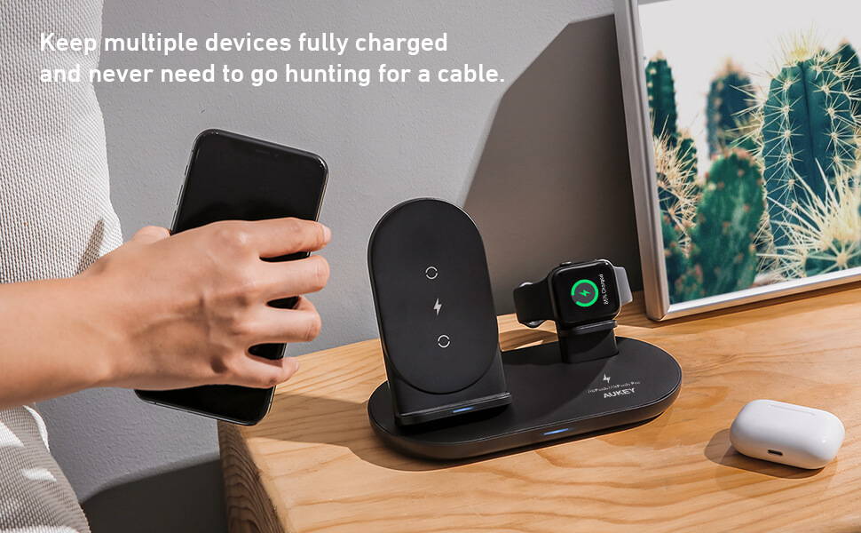 AUKEY LC-A3 แท่นชาร์จไร้สายสำหรับไอโฟน 20W Wireless Charged Station Stand