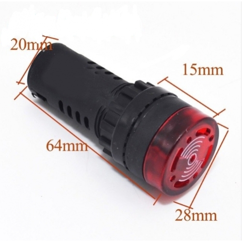 ออด สัญญาณเตือน พร้อมไฟ LED สำหรับตู้คอนโทรล AD16-22SM Buzzer LED Pilot Lamp 22mm DC 24V