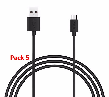 [Pack 5 เส้น] สายชาร์จ/ซิงค์ Aukey Micro USB 2.0 Data Sync Charge Cable (สีดำ) (CB-D5)