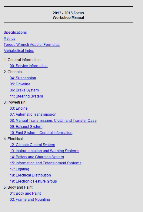 CD คู่มือซ่อม WIRING DIAGRAM All New Ford Focus 2012-2013