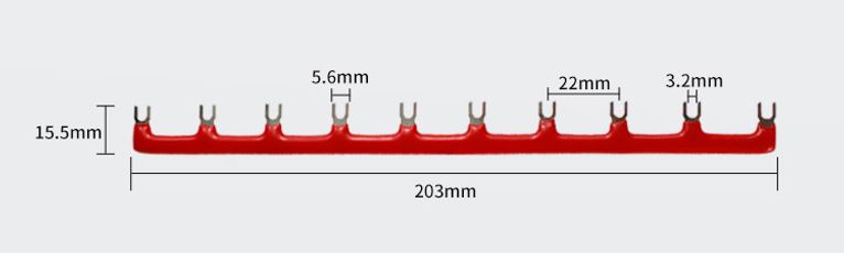 จั้มเปอร์ เชื่อมต่อ สำหรับฐานรีเลย์ Short Bar Jumper For Relay Socket 10 ช่อง (สีแดง) HH52P/HH54P/HH62P/PYF08A/PYF14A/PTF08A/PTF14A