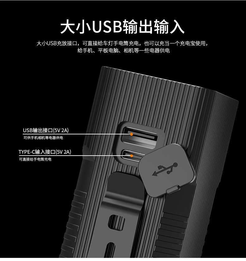 ไฟฉายจับถือ ขนาดกลาง Natfire BT60 P50 LED battery 12800 mah 7500K