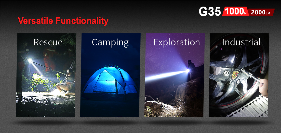 ไฟฉายพกพาคุณภาพสูง ส่องไกลขนาดใหญ่ Klarus G35