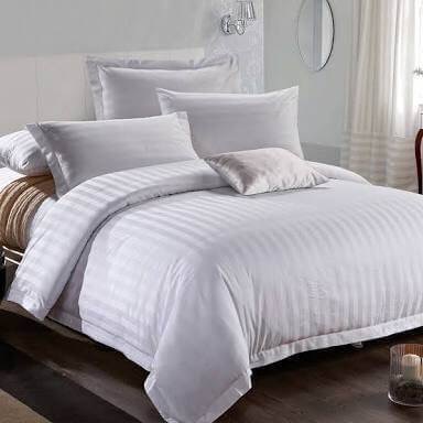 เซ็ทผ้าปูสีขาว เกรดซุปเปอร์พรีเมี่ยม ผ้าหนา มีลายริ้ว ระดับโรงแรม 5star