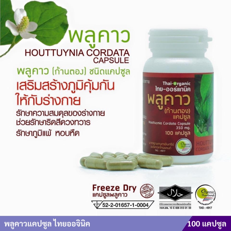 พลูคาวแคปซูล ไทยออแกนิค (100 แคปซูล)