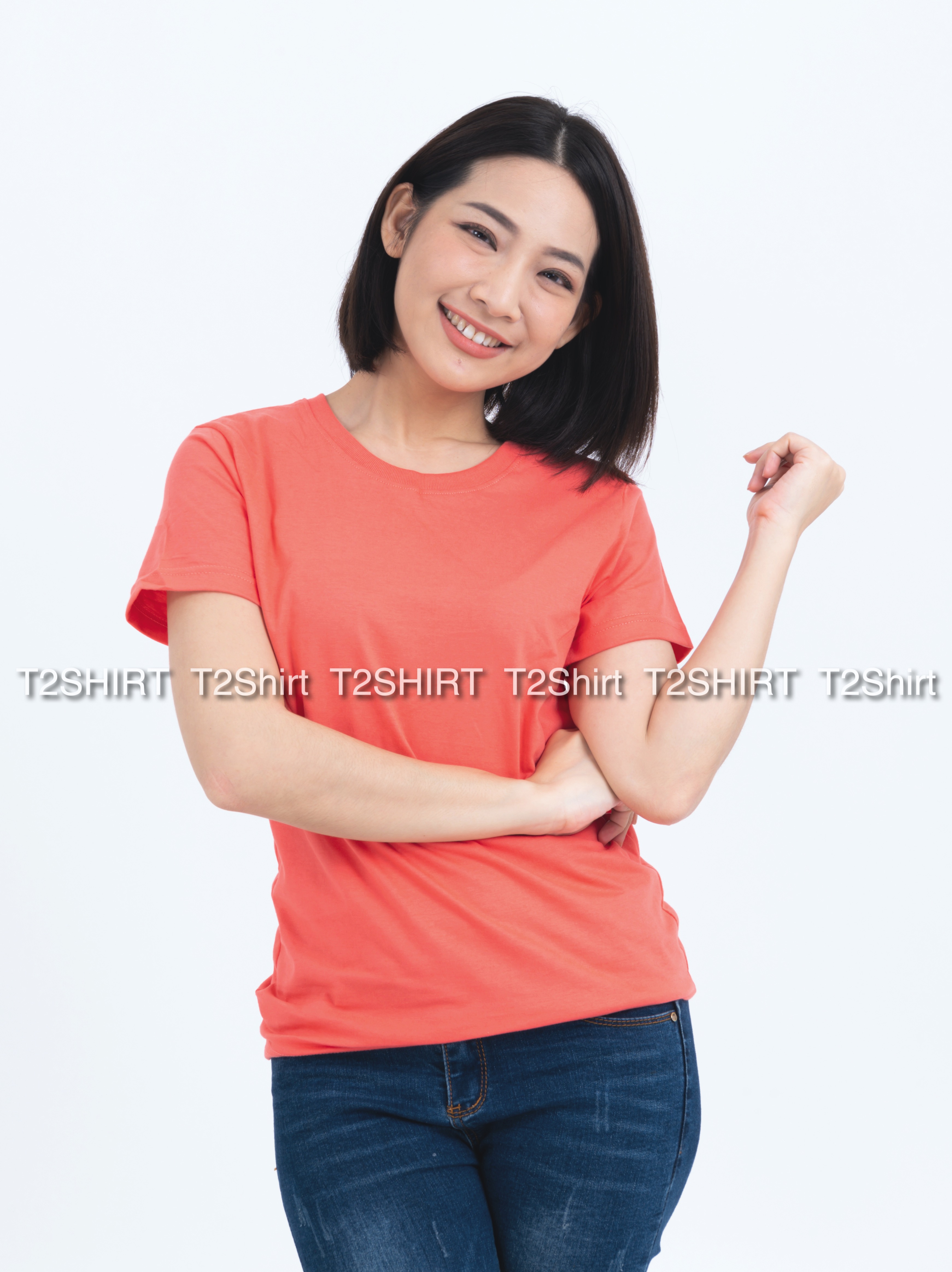 เสื้อยืด คอกลม แขนสั้น สีโอลด์โรส Size 4XL