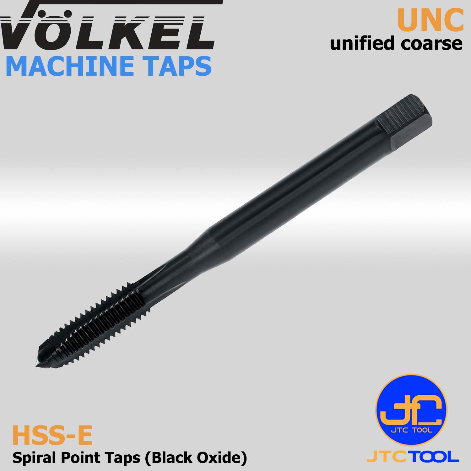 ดอกต๊าปเครื่องร่องตรงไฮสปีดโคบอลสีดำหน่วยนิ้ว(UNC) - HSS-E Machine Taps Spiral Point Black Oxide Unified Coarse Thread (UNC) [Brand: Volkel]