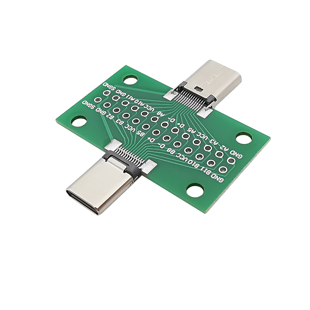 บอร์ดแยกขา USB TYPE-C USB Breakout แบบสองด้าน ตัวผู้-ตัวเมีย เป็นขาก้างปลา ขนาด 2.54mm