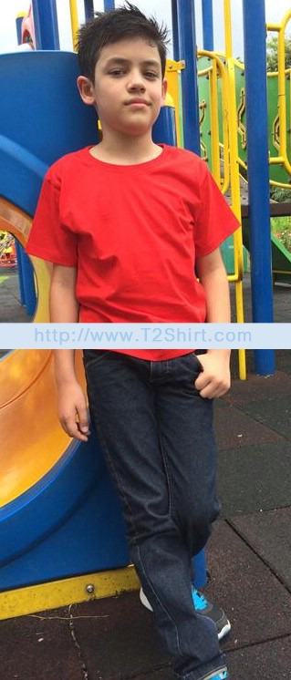 เสื้อยืดเด็ก คอกลม แขนสั้น สีแดง Size S