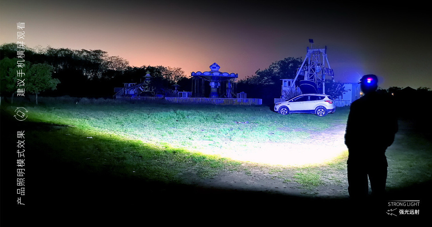 ไฟฉายคาดศีรษะแรงสูงแบบปรับขยายได้ Han Guang A2 หลอด HP20 แสงสีเหลือง พร้อมแบตเตอรี่ 18650 6 ก้อน