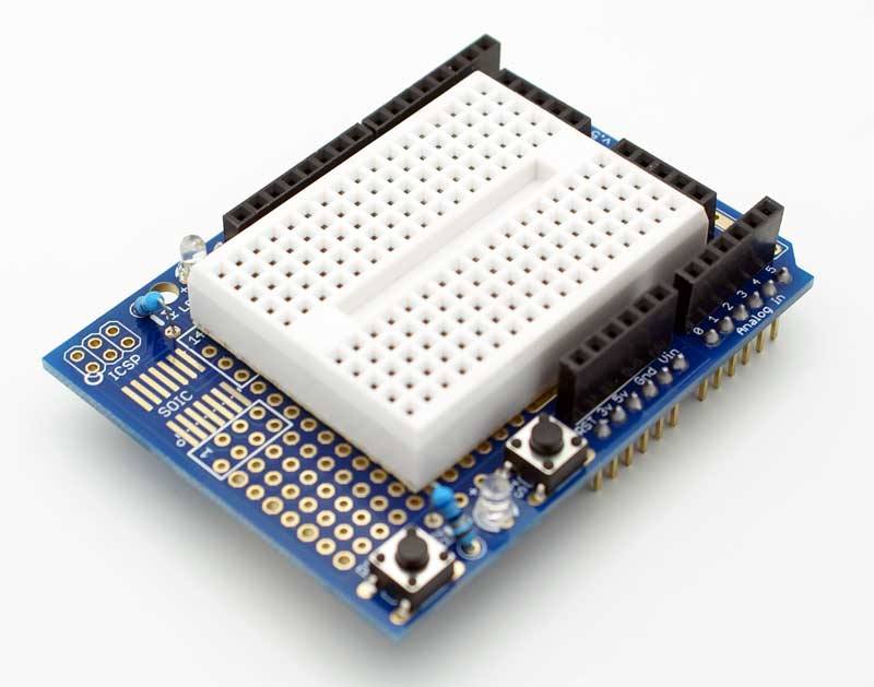Arduino UNO Prototype Shield + Mini Breadboard
