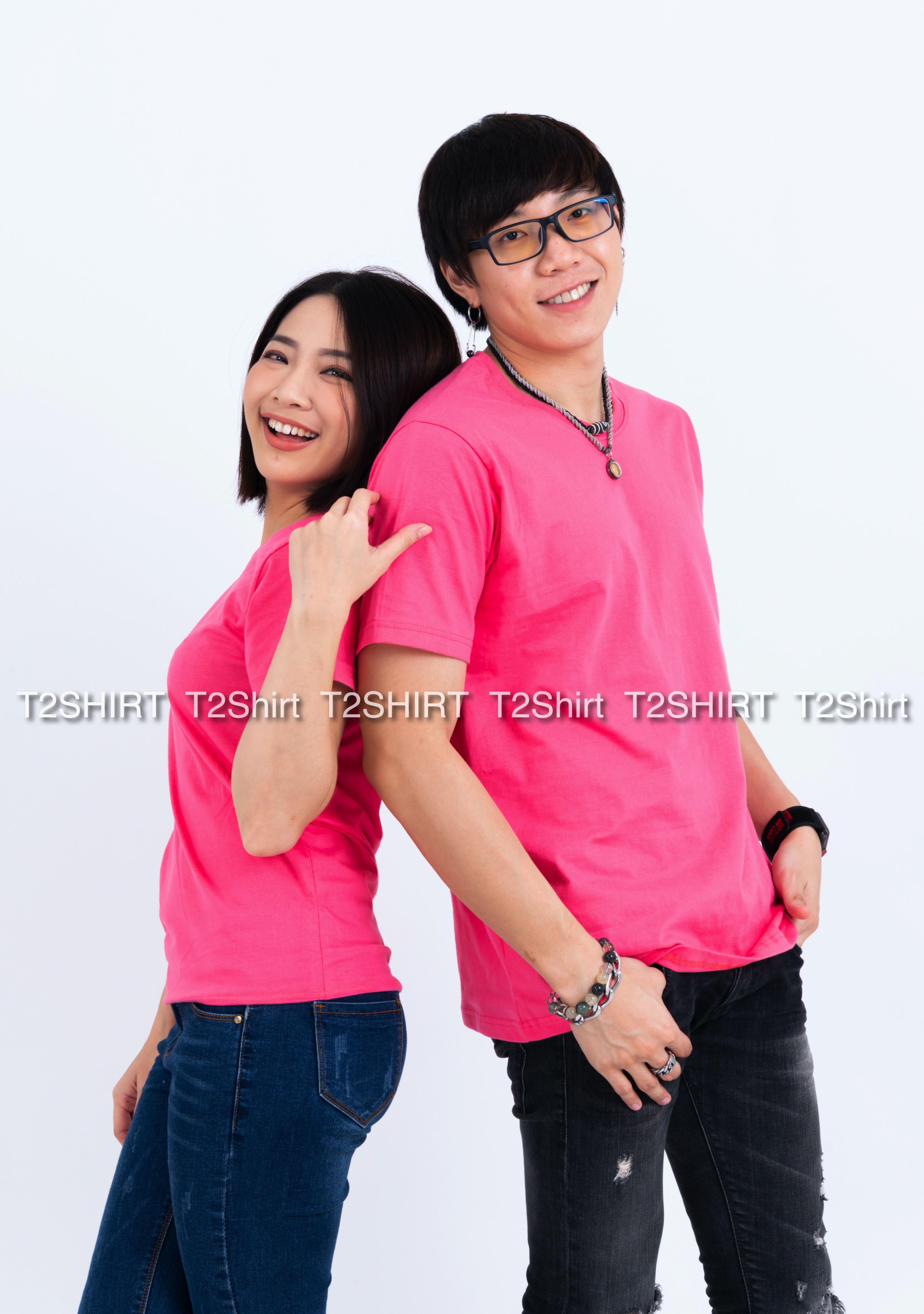 เสื้อยืด คอกลม แขนสั้น สีชมพู Sweety Size 4XL