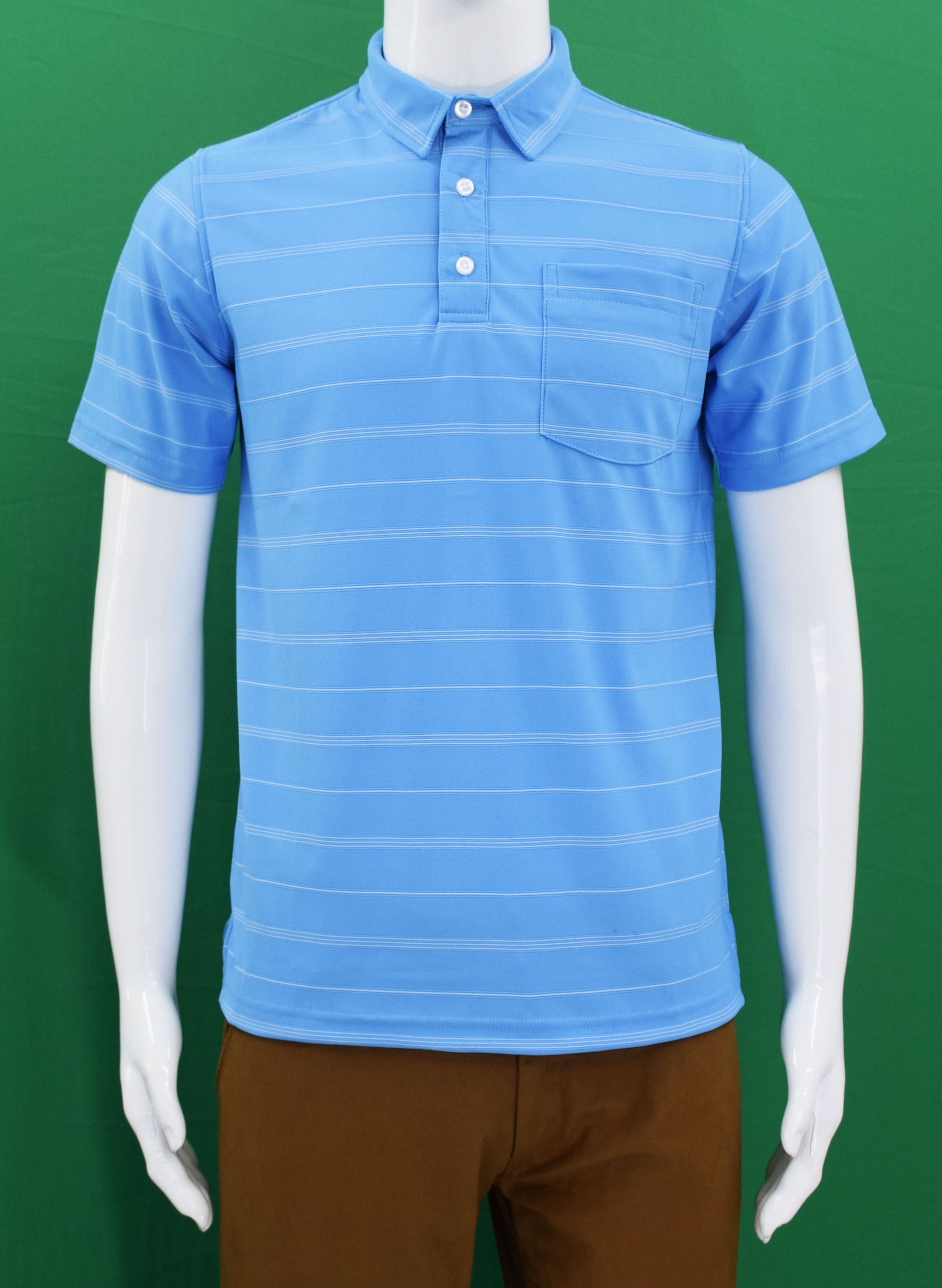 เสื้อโปโลลายริ้ว สีฟ้า ริ้วขาว ไซร์ M-3XL ส่งKerry,ส่งฟรี,มีเก็บเงินปลายทาง Made in Thailand By Tanisa