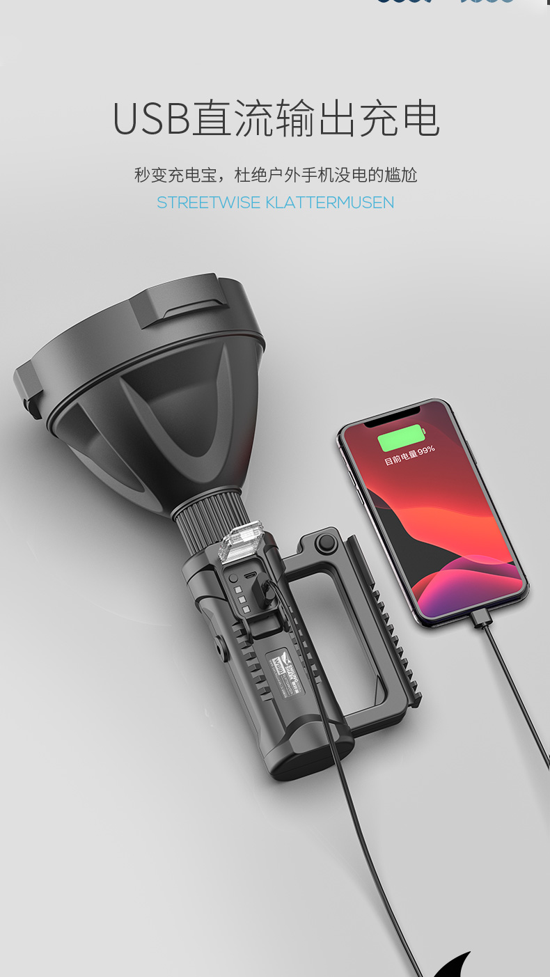 ไฟฉายสะพายแรงสูง แบบส่องไกล หลอด P90 Smiling Shark W-591 Stanby 5-10 Hr. BigCup