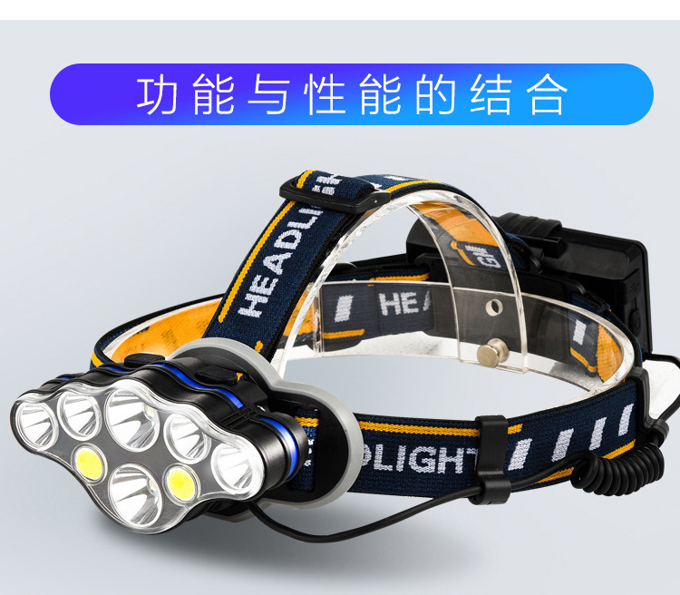 ไฟฉายคาดหัวแรงสูง หลอด LED และ หลอด COB แบบ 5 หลอด