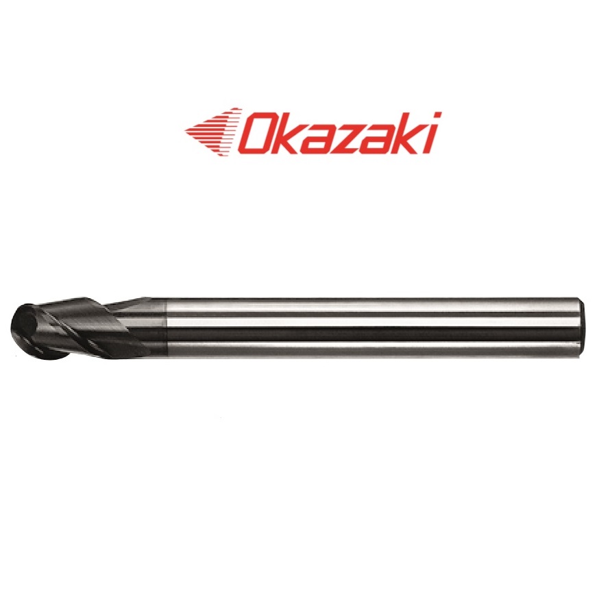 ดอกเอ็นมิลคาร์ไบด์หัวบอลตัวยาว3ฟันเคลือบOK-HARD - OK-HARD Coated Solid Carbide High Helical Ball Endmills 3 Flutes SBE3H Series [Brand: Okazaki]