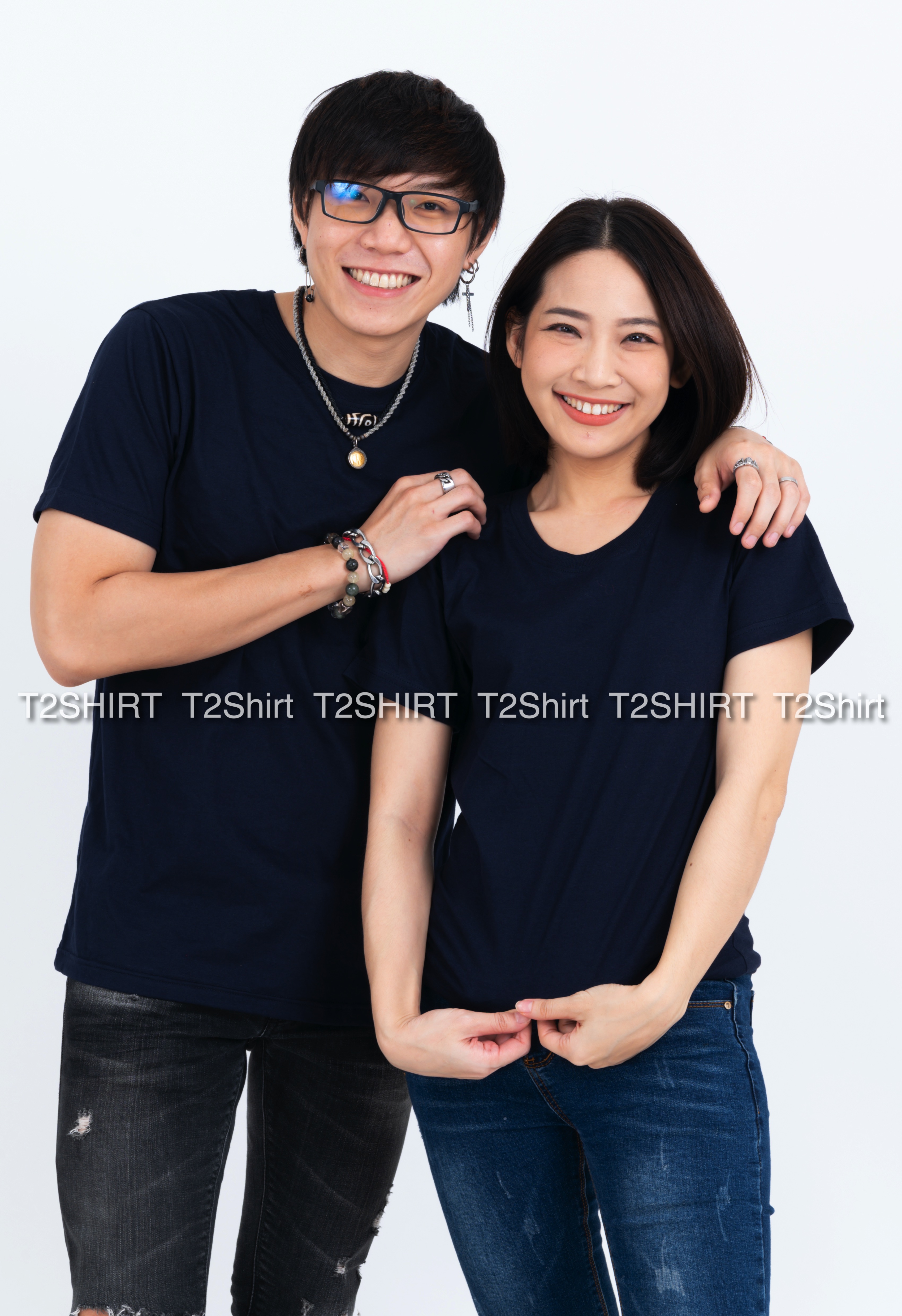 เสื้อยืด คอกลม แขนสั้น สีกรมท่า Size 3XL