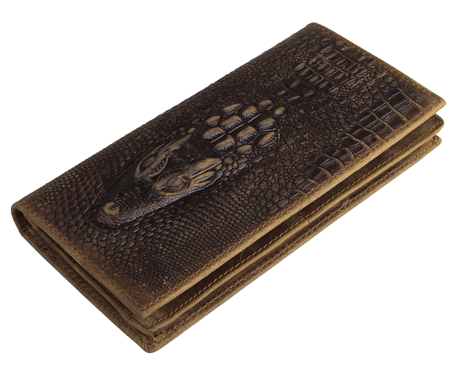 Wallet - Long Crok กระเป๋าสตางค์หนังวัวพิมพ์จระเข้