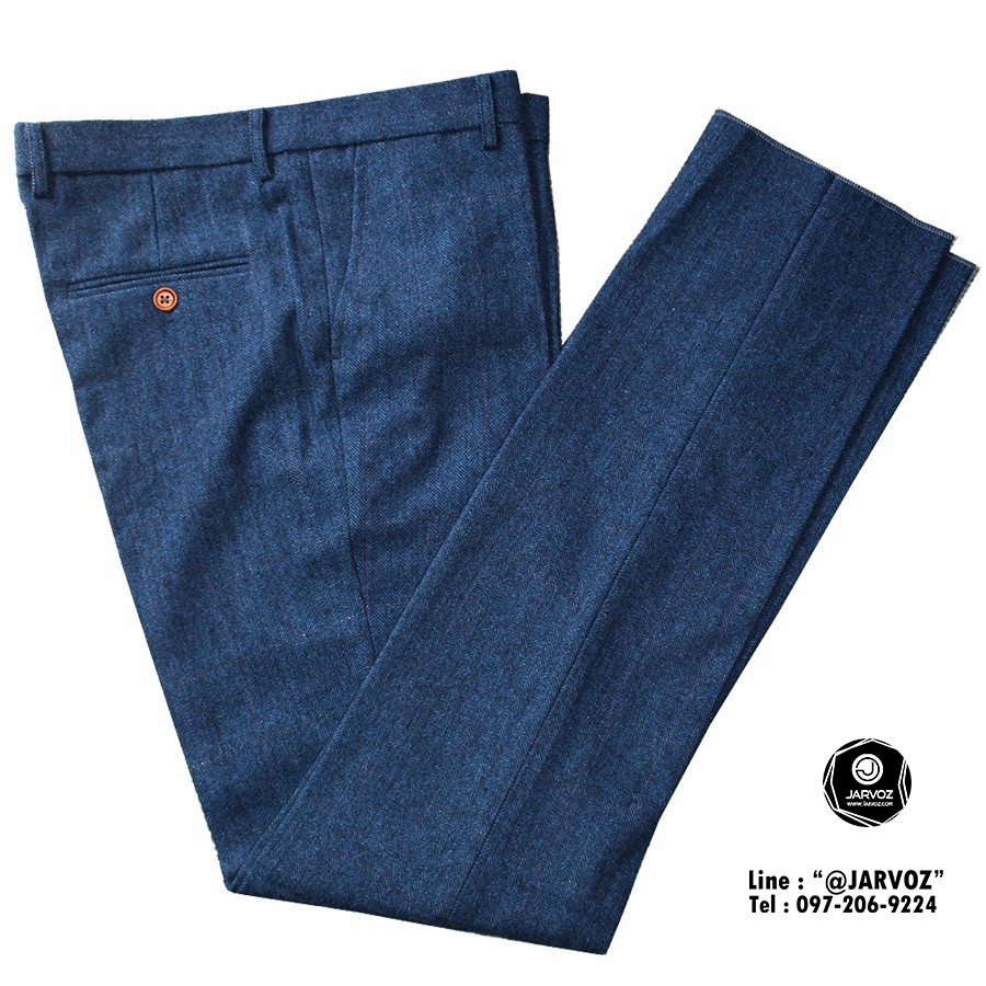 สูทขนสัตว์อย่างดี Stewart Suits สีฟ้าทวี ลายก้างปลา