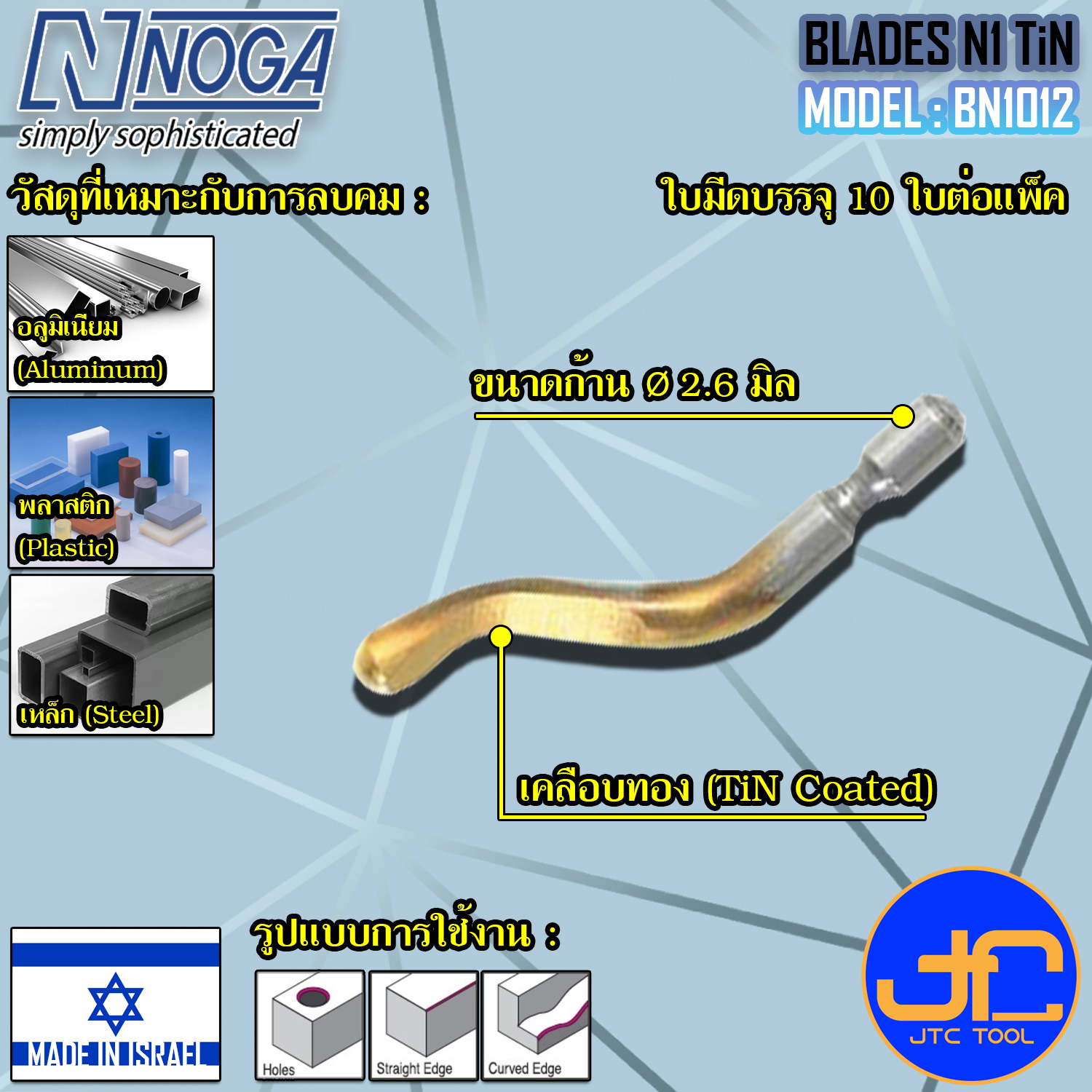 Noga อะไหล่มีดลบครีบลบคม 10 ใบมีดขนาด 2.6มิล รุ่น BN1012 - Spare Blades 10pcs. Dia.2.6 mm. Model BN1012