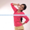 เสื้อยืด คอวี แขนยาว สีชมพู Pinky Size L