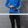 เสื้อยืด คอกลม แขนยาว สีฟ้าน้ำทะเล Size XL