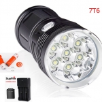 ไฟฉายมือถือแรงสูงชนิดหลอด แบบจับกระชับมือ T6 แบบ 7 หลอด Model : EX7 แบบครบชุด (รวมแบตและที่ชาร์จ)