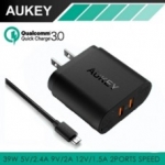 Adapter ที่ชาร์จมือถือ 2 Port Aukey for Quick Charge 3.0 with PowerAll (QC 3.0 + QC 2.0 + AIPower) แถมสาย (PA-T16)